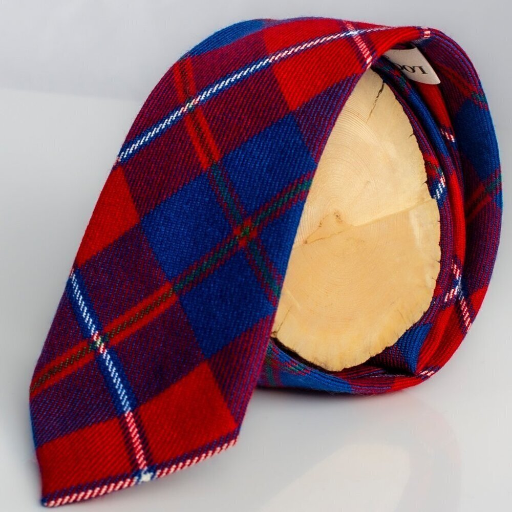 Vintage Wool Tie | Lochcarron Hunting Tie | Red and Blue Wool Tartan Tie